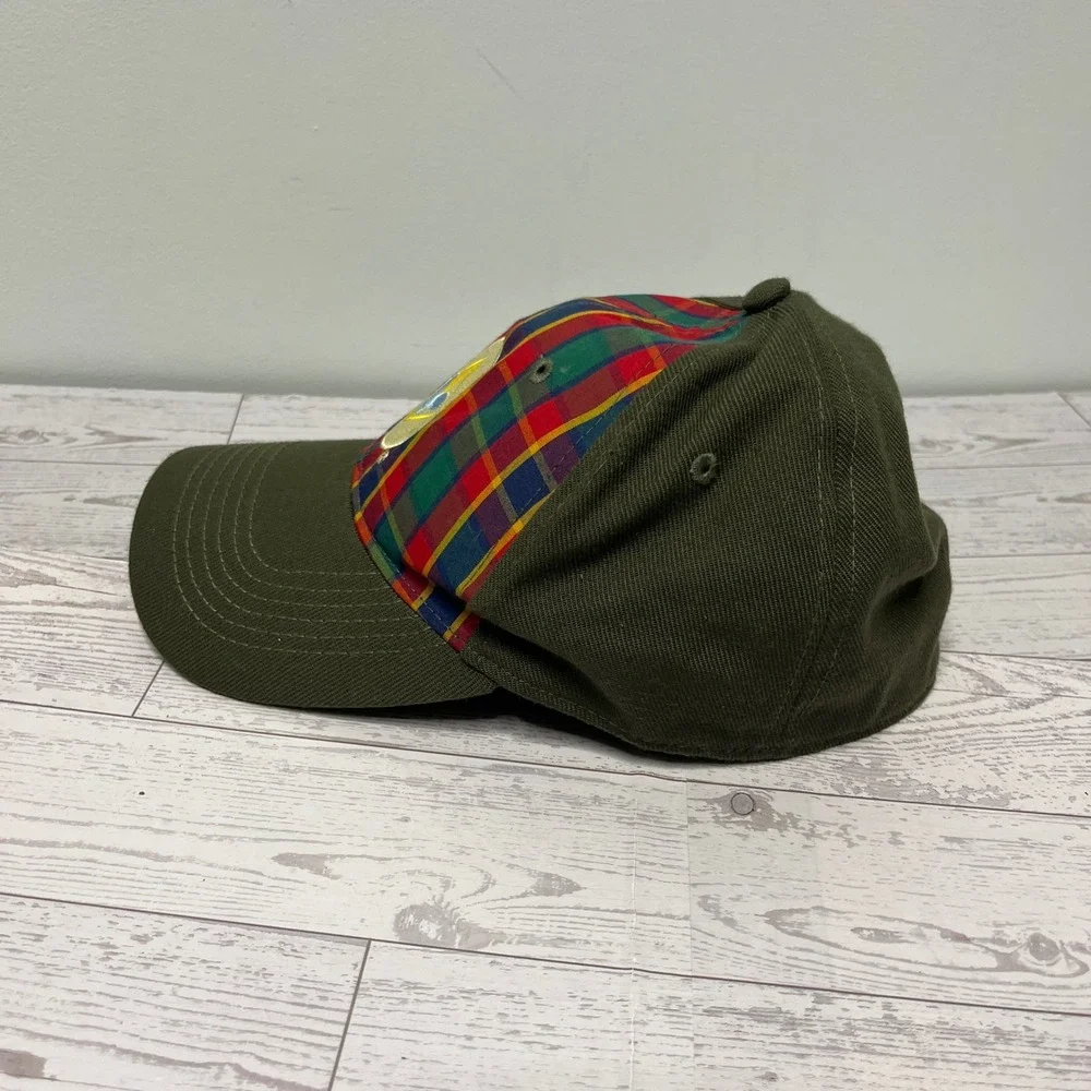 Boy Scouts of America Webelos Uniform Cap Olive Green Plaid Flex Fit Hat M/L